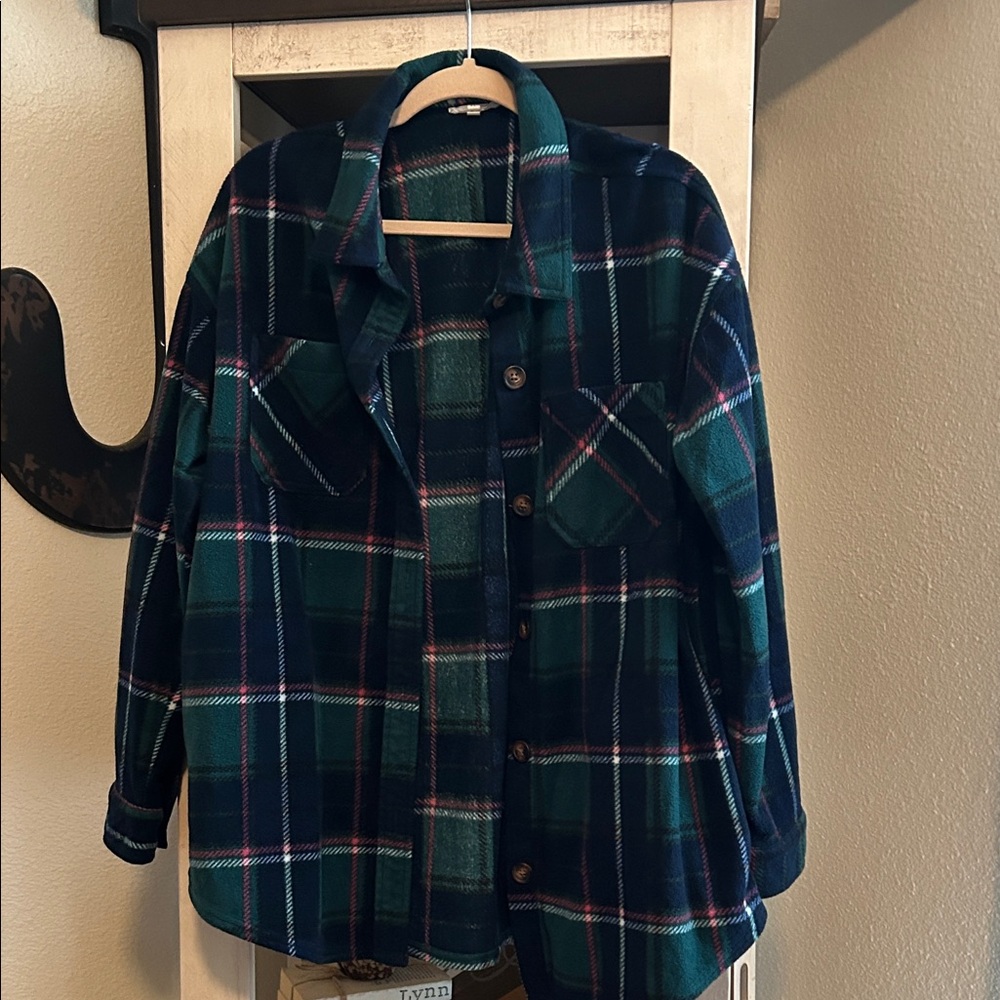 Maurices Plaid Long Sleeve Shirt - Green and Blue